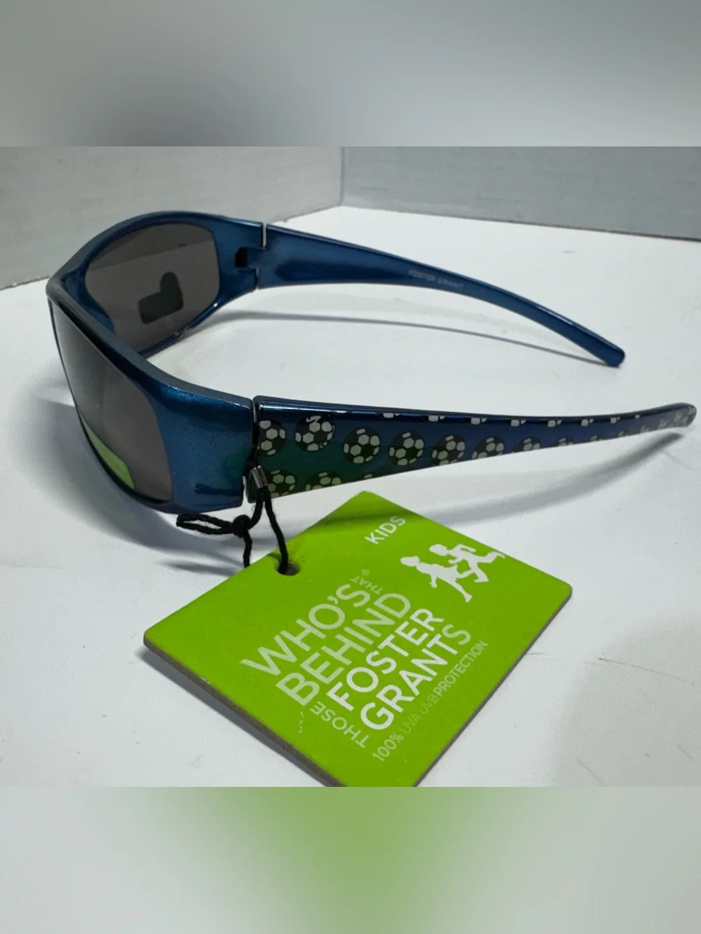 Foster Grant Kids Blue Soccer Sunglasses with Dark Lenses